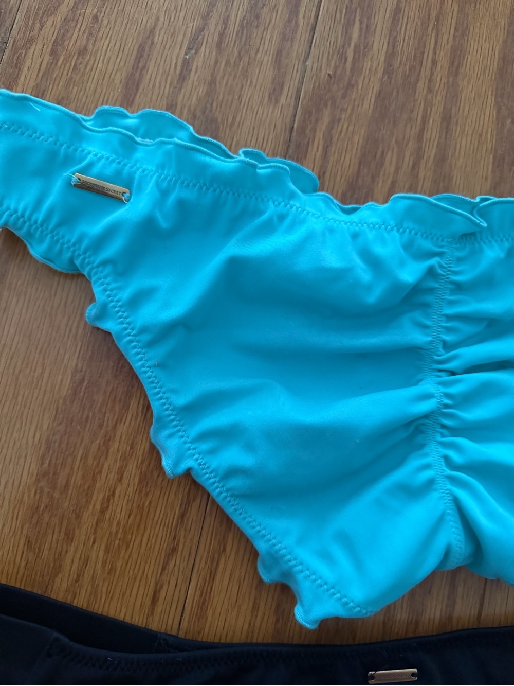 Lot of 2 Victoria's Secret Aqua & Black Bikini Swim Bottoms Bathing Suit Small S - Picture 8 of 9